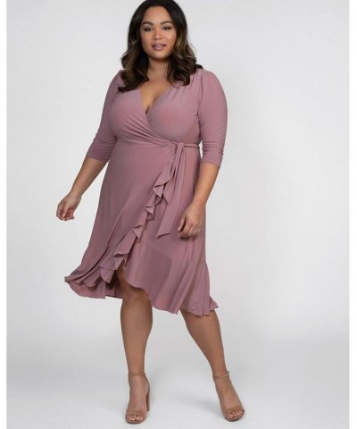 Women's Plus Size Whimsy Wrap Dress Navy $52.92 Dresses