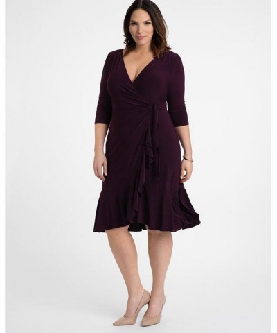 Women's Plus Size Whimsy Wrap Dress Navy $52.92 Dresses