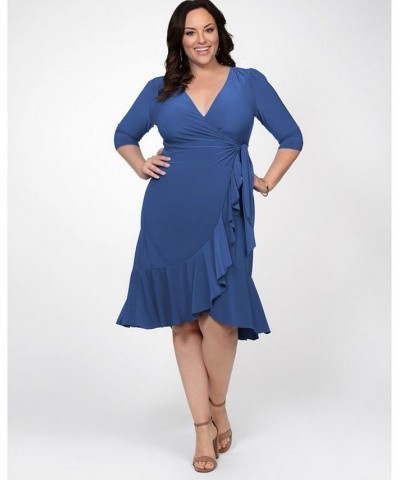 Women's Plus Size Whimsy Wrap Dress Navy $52.92 Dresses