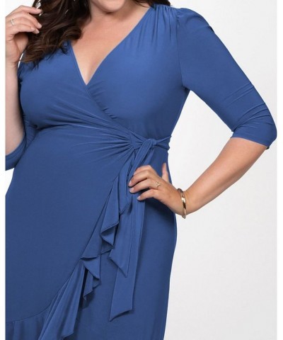 Women's Plus Size Whimsy Wrap Dress Navy $52.92 Dresses