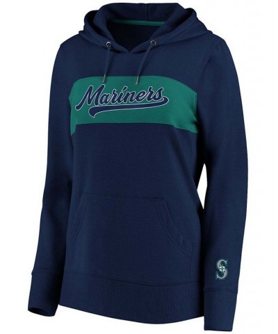 Plus Size Navy Seattle Mariners Tri-Blend Color block Pullover Hoodie $43.99 Sweatshirts