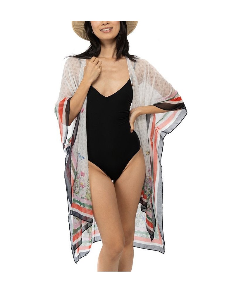 Women's Floral Logo Charm Kimono Cover-Up Multi $34.94 Tops