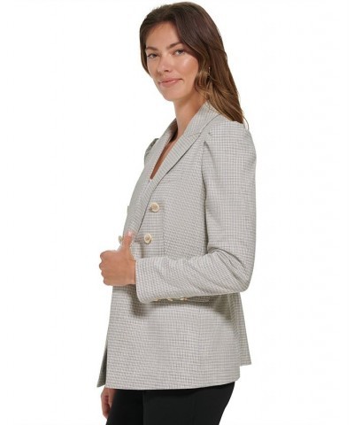 Women's Puff-Sleeve Double Breasted Plaid Blazer Oatmeal Multi $43.74 Jackets