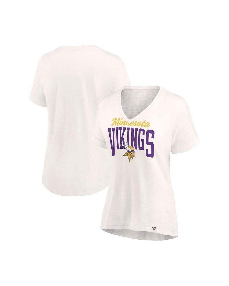 Women's Branded Oatmeal Minnesota Vikings Motivating Force V-Neck T-shirt Tan/Beige $18.00 Tops