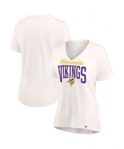 Women's Branded Oatmeal Minnesota Vikings Motivating Force V-Neck T-shirt Tan/Beige $18.00 Tops