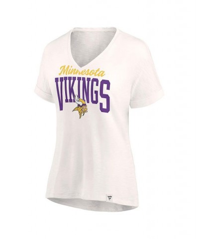 Women's Branded Oatmeal Minnesota Vikings Motivating Force V-Neck T-shirt Tan/Beige $18.00 Tops