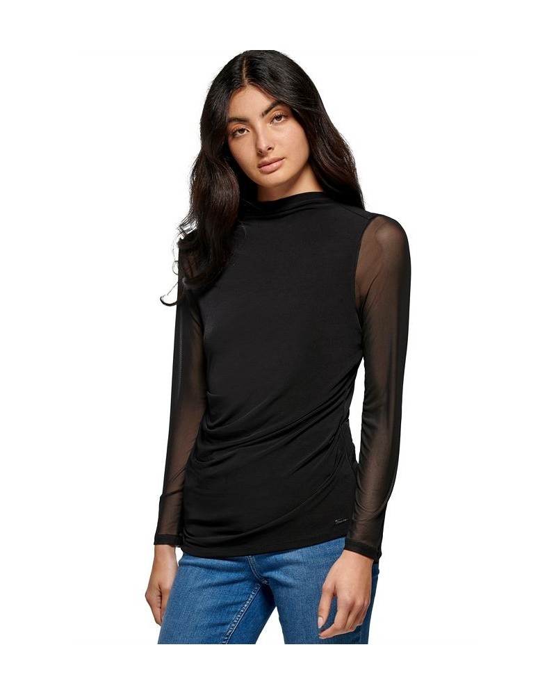 Women's Long Sleeve Mesh Top Black $26.51 Tops