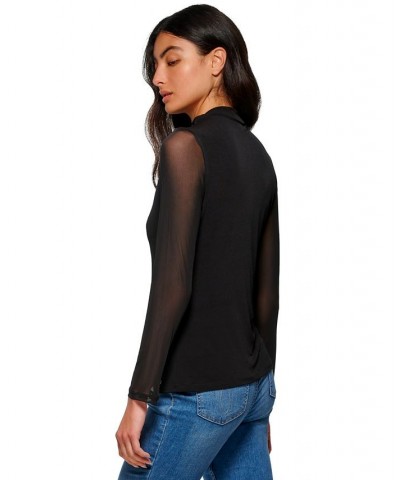 Women's Long Sleeve Mesh Top Black $26.51 Tops