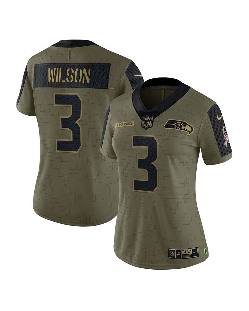 Women's Russell Wilson Olive Seattle Seahawks 2021 Salute To Service Limited Player Jersey Olive $52.06 Jersey