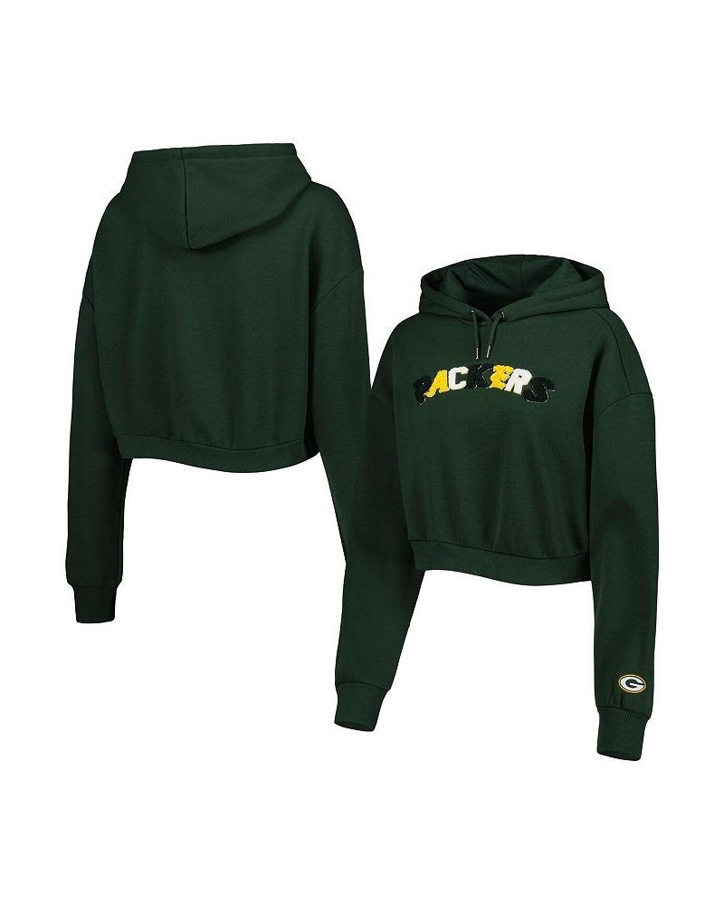 Women's Green Green Bay Packers Cropped Pullover Hoodie Green $45.60 Sweatshirts