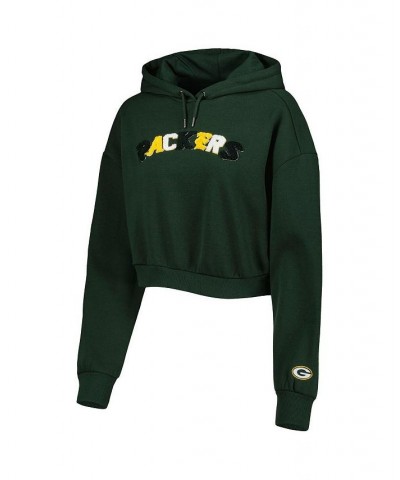 Women's Green Green Bay Packers Cropped Pullover Hoodie Green $45.60 Sweatshirts