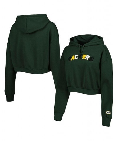 Women's Green Green Bay Packers Cropped Pullover Hoodie Green $45.60 Sweatshirts