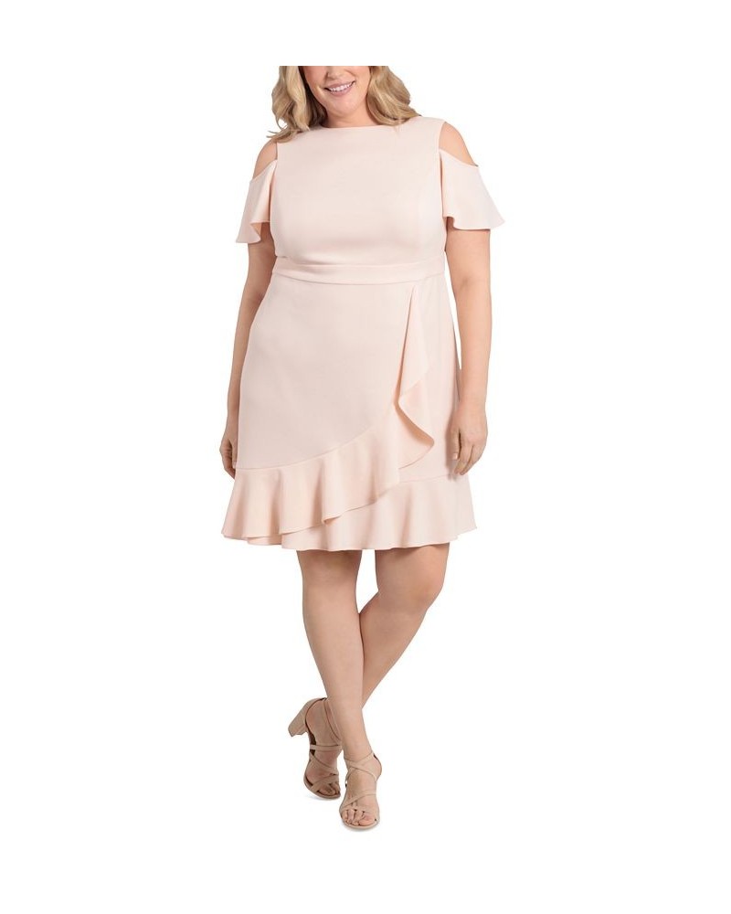 Plus Size Cold-Shoulder Flounce Fit & Flare Dress Pink $58.31 Dresses