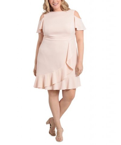 Plus Size Cold-Shoulder Flounce Fit & Flare Dress Pink $58.31 Dresses