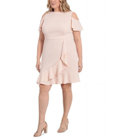 Plus Size Cold-Shoulder Flounce Fit & Flare Dress Pink $58.31 Dresses