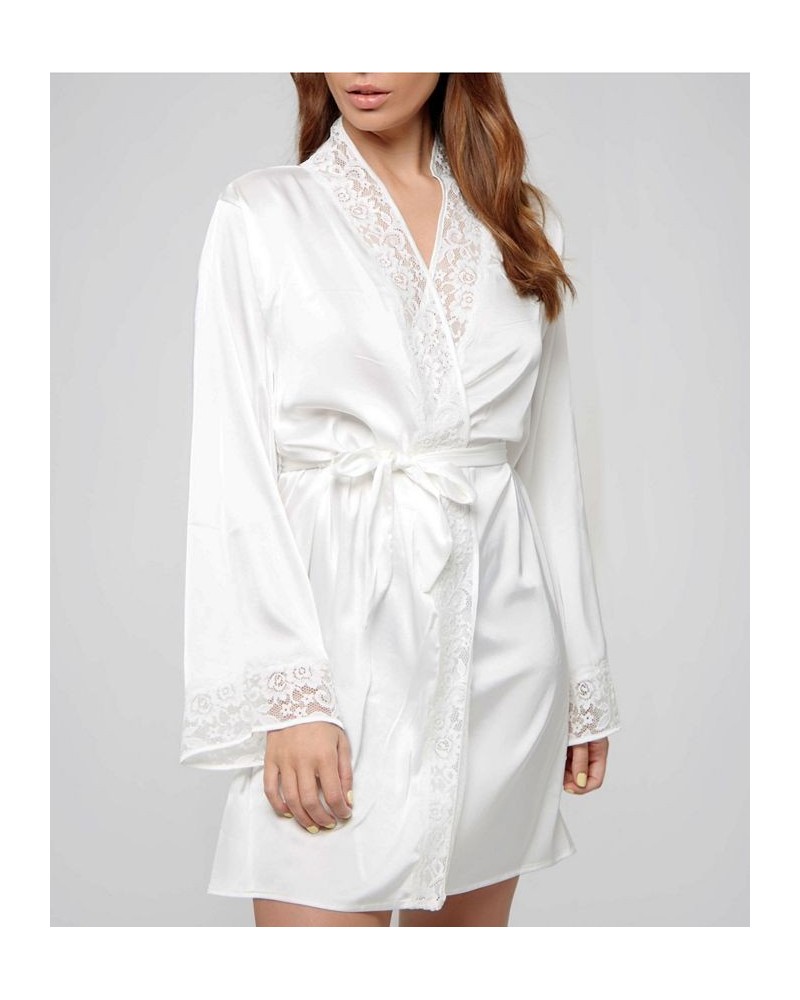 Ultra Soft Lace Trimmed Lingerie Robe White $36.33 Lingerie