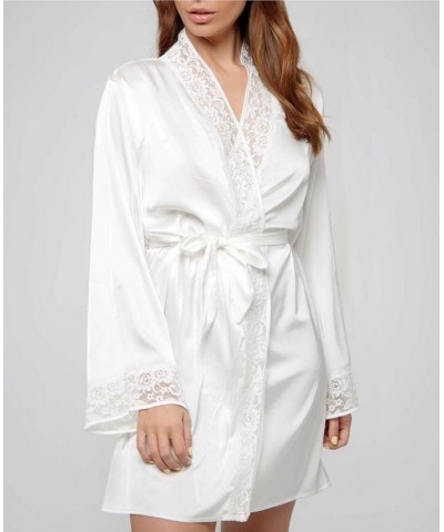 Ultra Soft Lace Trimmed Lingerie Robe White $36.33 Lingerie