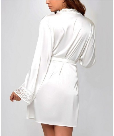 Ultra Soft Lace Trimmed Lingerie Robe White $36.33 Lingerie