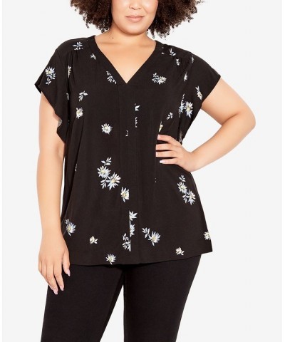 Plus Size Mixed Media Ruffle Top Daisy Ditsy $29.50 Tops