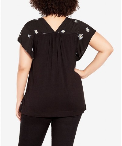 Plus Size Mixed Media Ruffle Top Daisy Ditsy $29.50 Tops