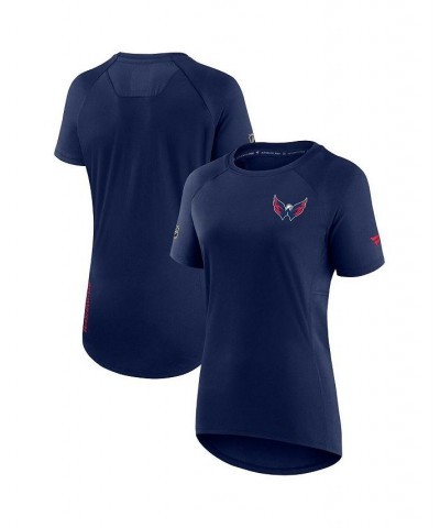 Women's Branded Navy Washington Capitals Authentic Pro Rink Raglan Tech T-shirt Navy $25.07 Tops