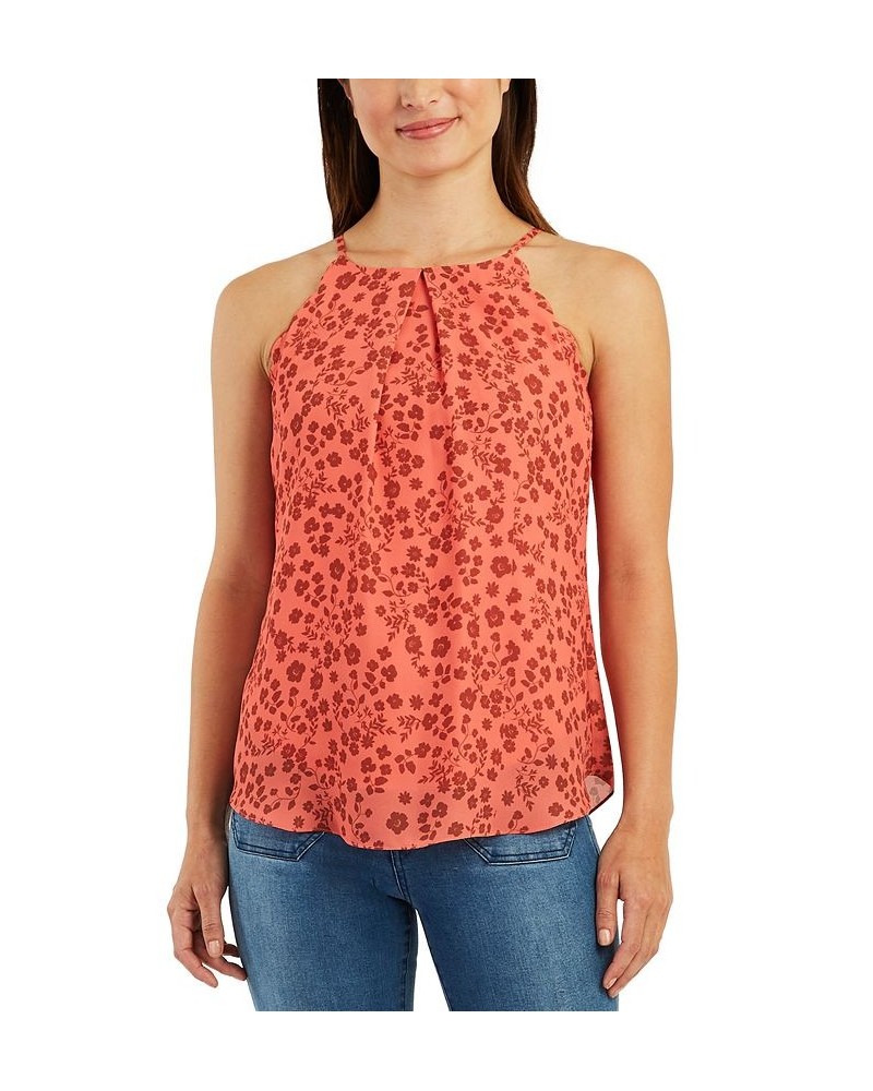 Juniors' Floral Printed Scallop Tank Top Pat E $17.41 Tops