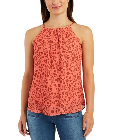 Juniors' Floral Printed Scallop Tank Top Pat E $17.41 Tops