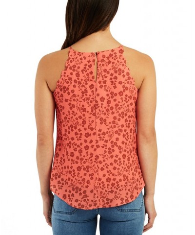 Juniors' Floral Printed Scallop Tank Top Pat E $17.41 Tops