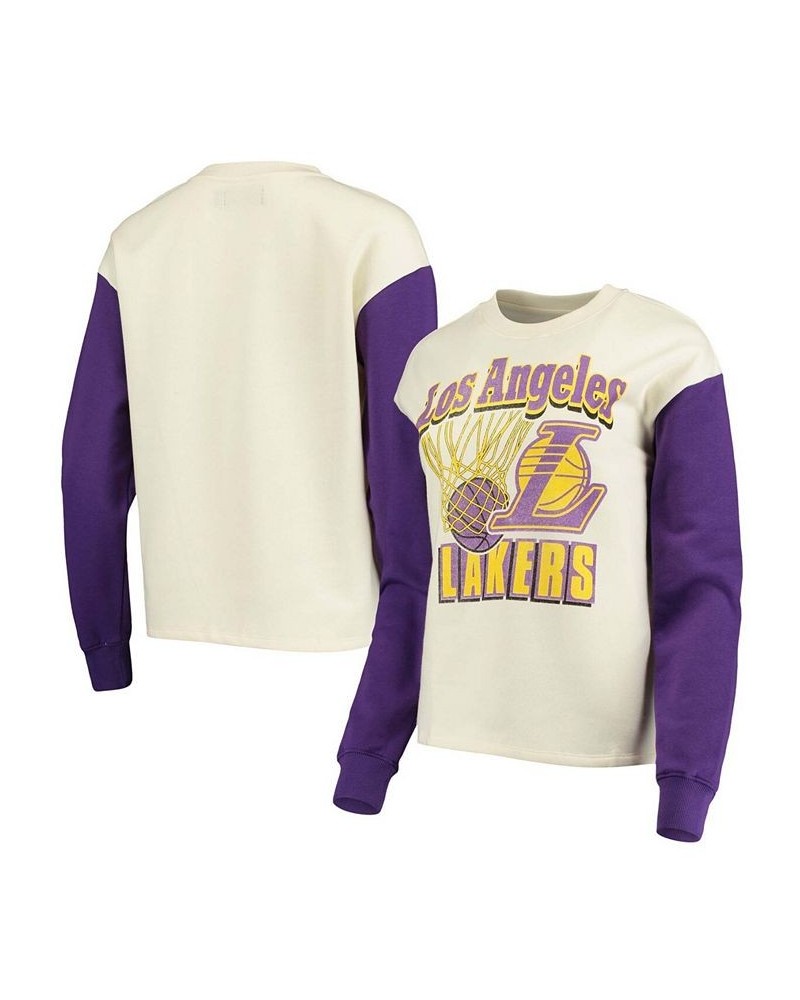 Women's White Purple Los Angeles Lakers Contrast Sleeve Pullover Sweatshirt White, Purple $32.20 Sweatshirts