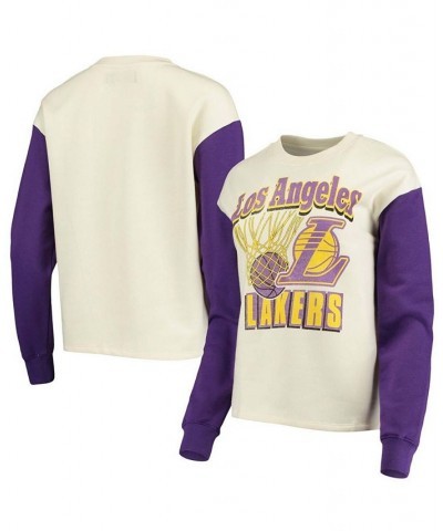 Women's White Purple Los Angeles Lakers Contrast Sleeve Pullover Sweatshirt White, Purple $32.20 Sweatshirts