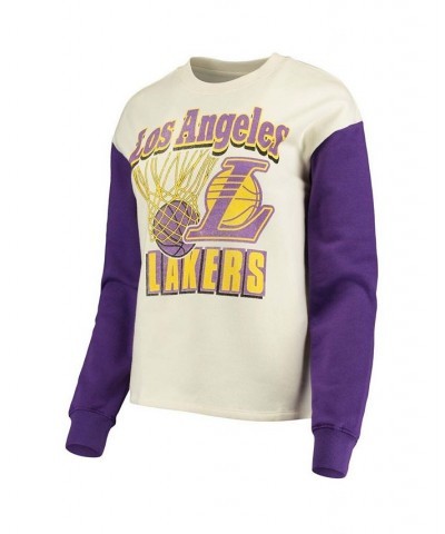 Women's White Purple Los Angeles Lakers Contrast Sleeve Pullover Sweatshirt White, Purple $32.20 Sweatshirts