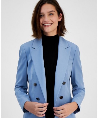 Women's Bi-Stretch Faux-Double-Breasted Jacket Bar White $58.05 Jackets