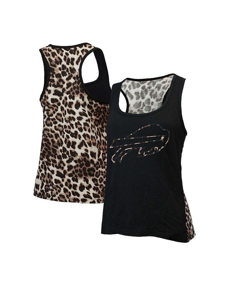 Women's Threads Black Buffalo Bills Leopard Racerback Tank Top Black $28.20 Tops