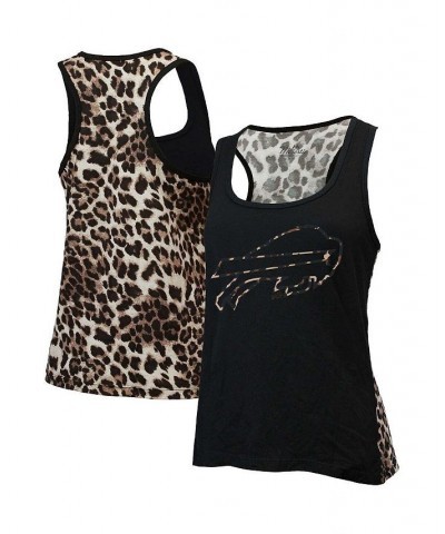 Women's Threads Black Buffalo Bills Leopard Racerback Tank Top Black $28.20 Tops