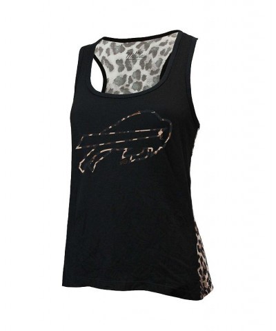 Women's Threads Black Buffalo Bills Leopard Racerback Tank Top Black $28.20 Tops