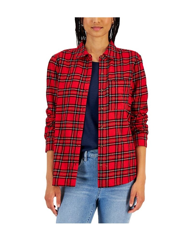 Women's Plaid Shirt Red $15.79 Tops