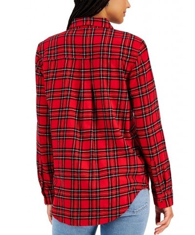 Women's Plaid Shirt Red $15.79 Tops