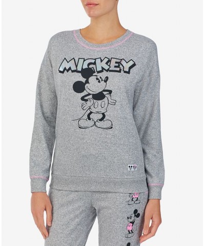 Mickey Mouse Knit Crewneck Pajama Sweatshirt Pink $10.80 Sleepwear