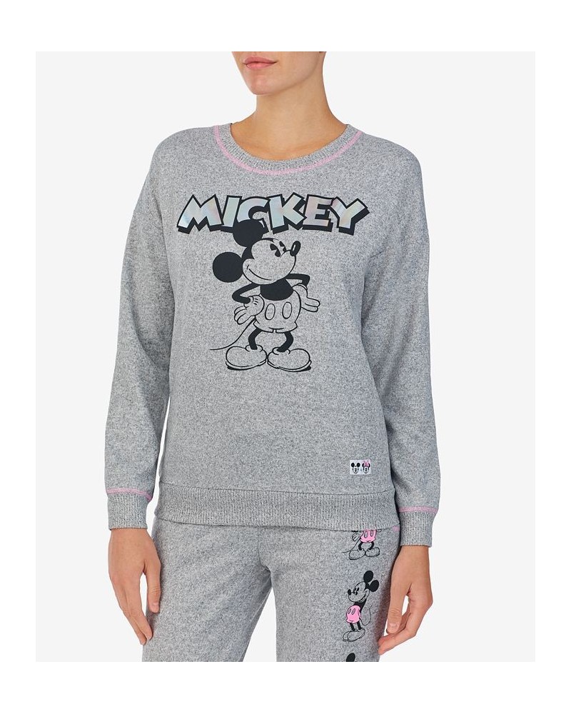 Mickey Mouse Knit Crewneck Pajama Sweatshirt Pink $10.80 Sleepwear