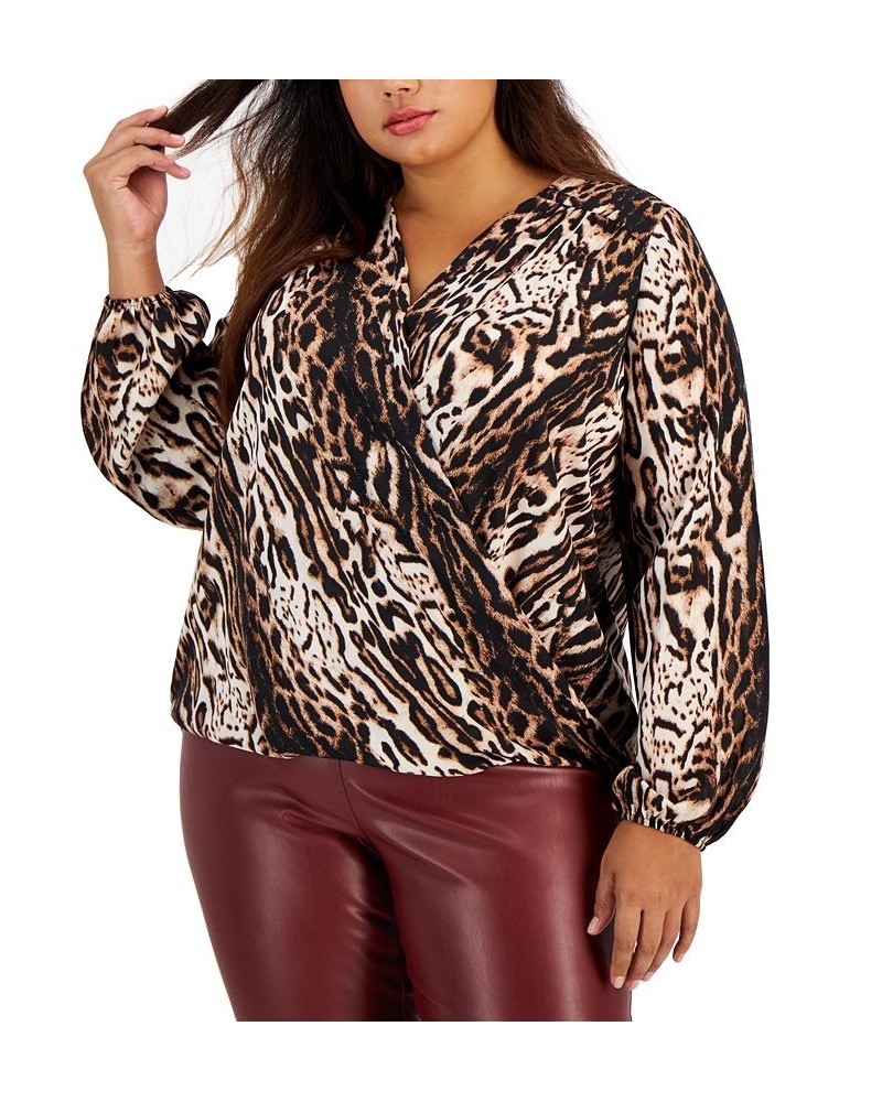 Plus Size Animal-Print High-Low Blouse Ocelot Charm $19.24 Tops