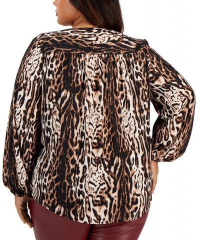 Plus Size Animal-Print High-Low Blouse Ocelot Charm $19.24 Tops