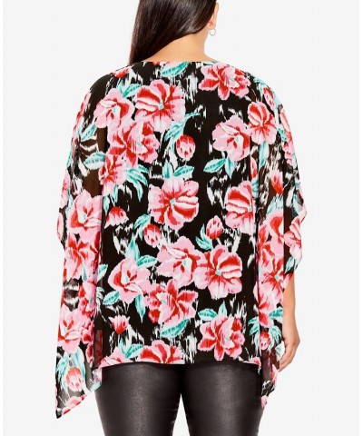 Plus Size Bella Overlay V-neck Top Blurred Floral $36.75 Tops