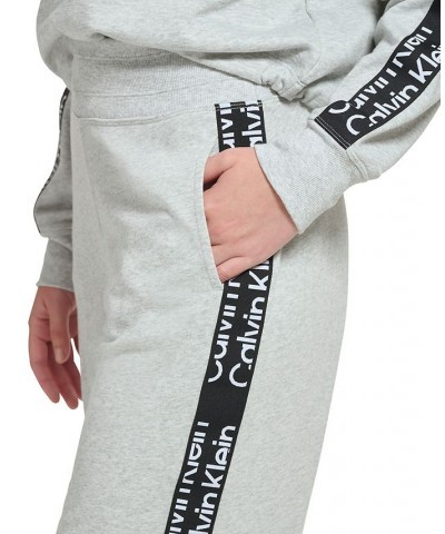 Calvin Klein Women's Performance Logo-Tape Wide-Leg Pants Gray $22.66 Pants