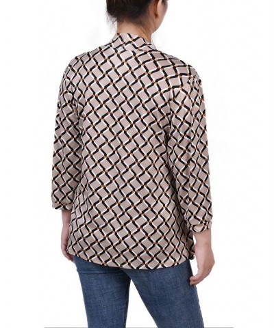 Petite 3/4 Sleeve Two-Fer Top Doeskin Geo $16.44 Tops