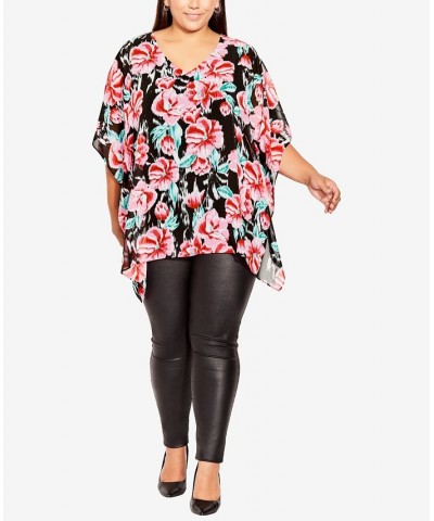 Plus Size Bella Overlay V-neck Top Blurred Floral $36.75 Tops