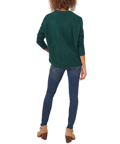 Long Sleeve Extend Shoulder Sweater Green $17.26 Sweaters