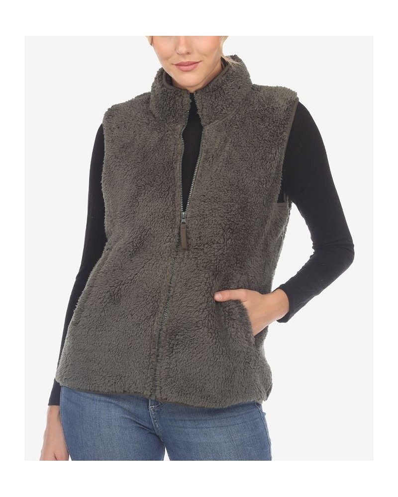 Women's Zip Up Sherpa Vest Camel $23.01 Jackets