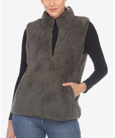 Women's Zip Up Sherpa Vest Camel $23.01 Jackets