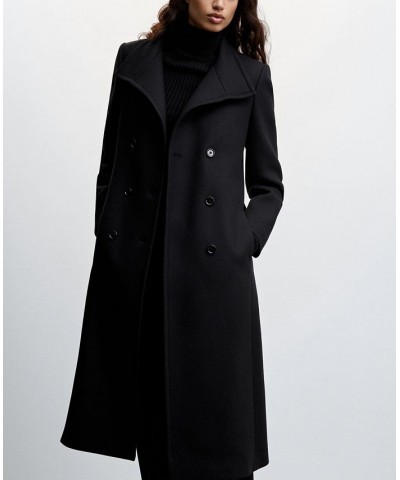 Women's Woolen Long Sleeve Belt Coat Black $112.00 Coats