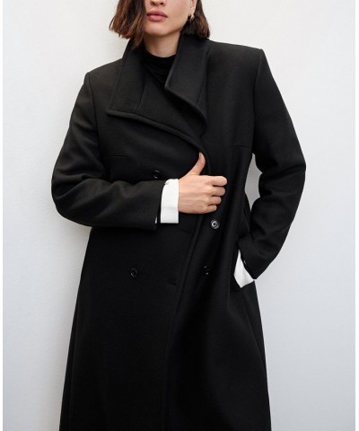 Women's Woolen Long Sleeve Belt Coat Black $112.00 Coats